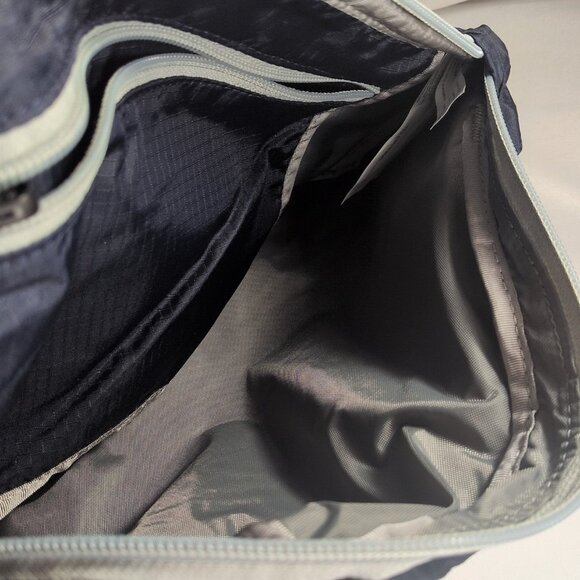 L.L. Bean Stowaway Sling Pack Navy Blue Grey Bag Backpack One Strap 504919 LL - Picture 9 of 12